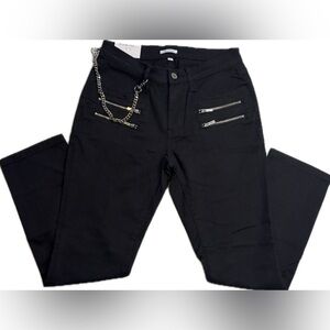 ✨$168 MSRP NWT WeWoreWhat Blck Denim Rocker Low Rise Skinny Jeans w/Chain Detail
